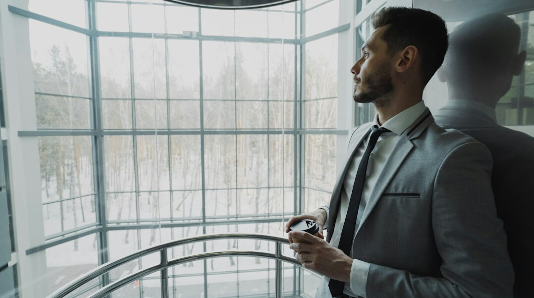 executive in suit talking